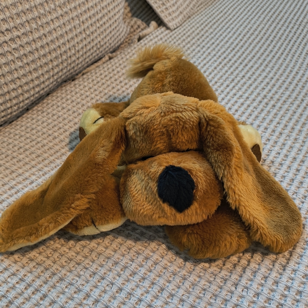 Vintage 1981 Antics Fleagle Beagle Puppy Dog Laying Plush Stuffed Animal Brown